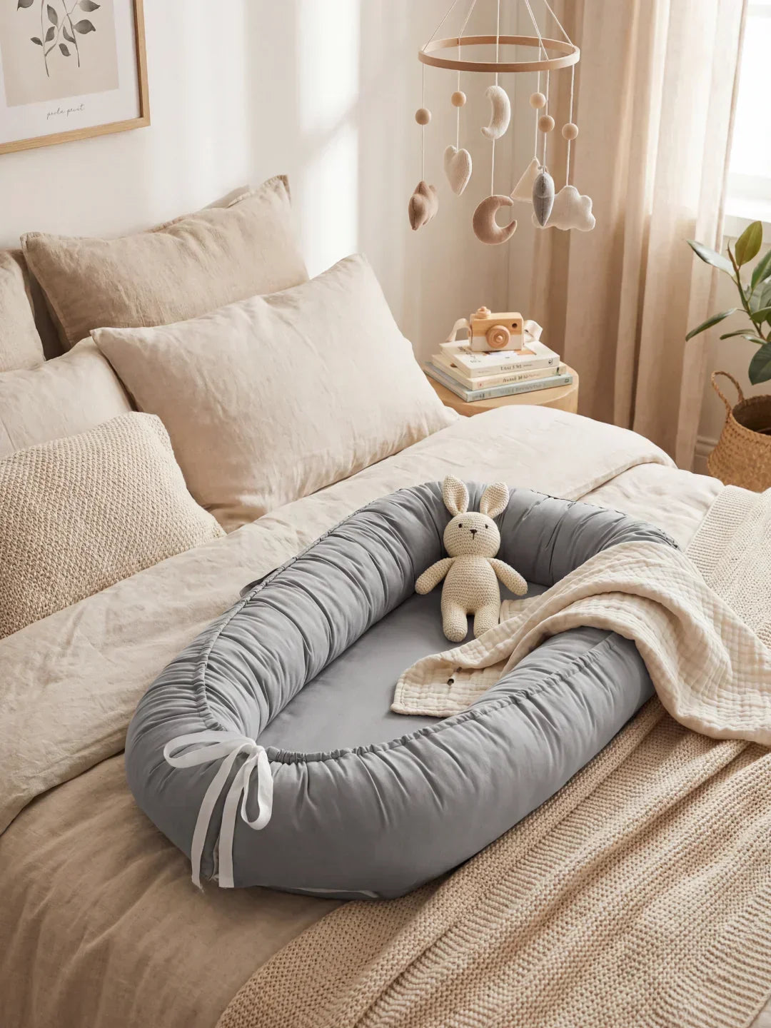 Soft Cotton Baby Sleep Nest — Cozy Contoured Design