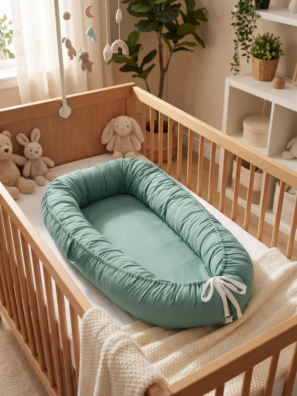 Soft Cotton Baby Sleep Nest — Cozy Contoured Design