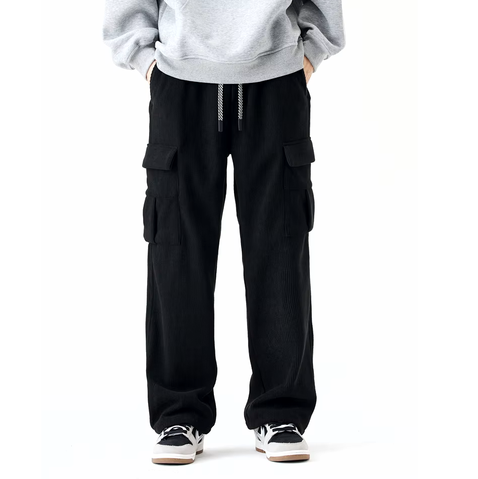 Pantalon en velours côtelé doublé polaire — coupe décontractée à jambes droites - Desfino
