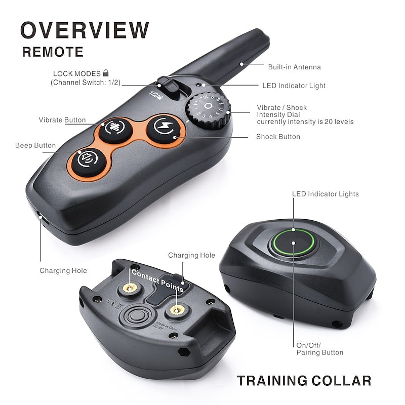 LumaPaw Pro Remote Dog Collar — 0–99-Level Vibration, Beep & Shock - Desfino