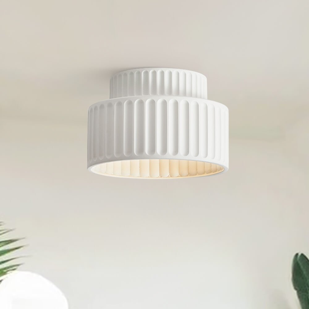 Candeeiro de teto semiencastrado Arcadia de 1 luz, abajur creme - Desfino