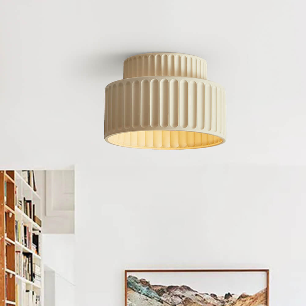 Candeeiro de teto semiencastrado Arcadia de 1 luz, abajur creme - Desfino