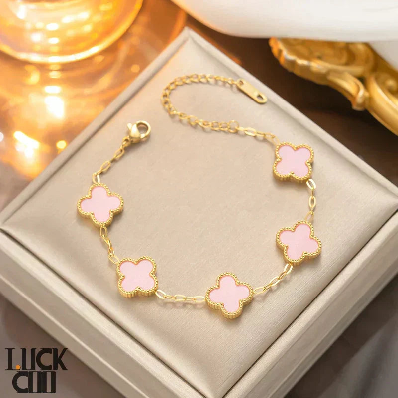 SylvaClove Clover Bracelet — Four Delicate Floral Charms - Desfino