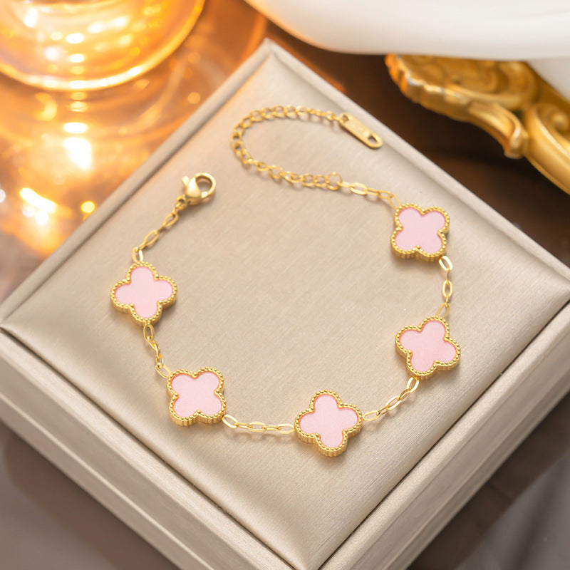 SylvaClove Clover Bracelet — Four Delicate Floral Charms - Desfino