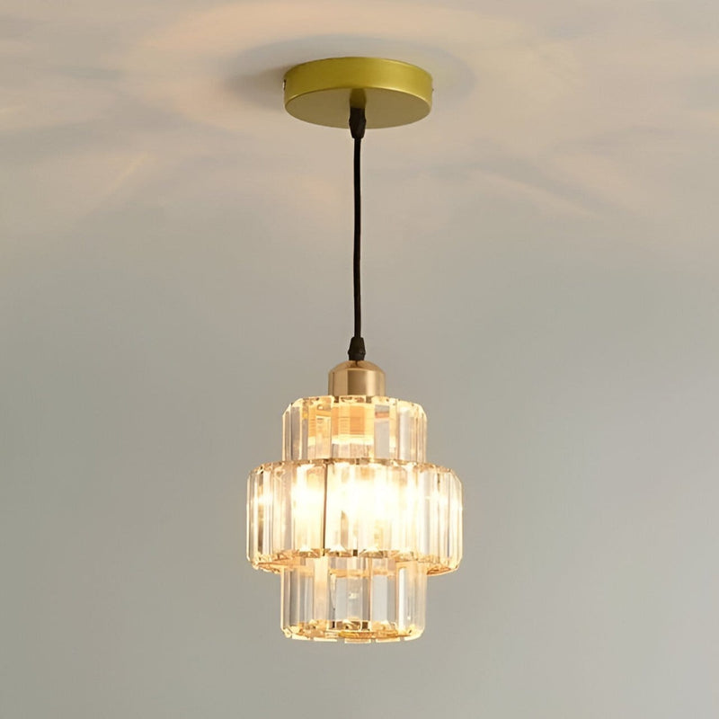 Aurelia gestreepte kristallen plafondlamp — zwart of goudkleurig snoer | Desfino