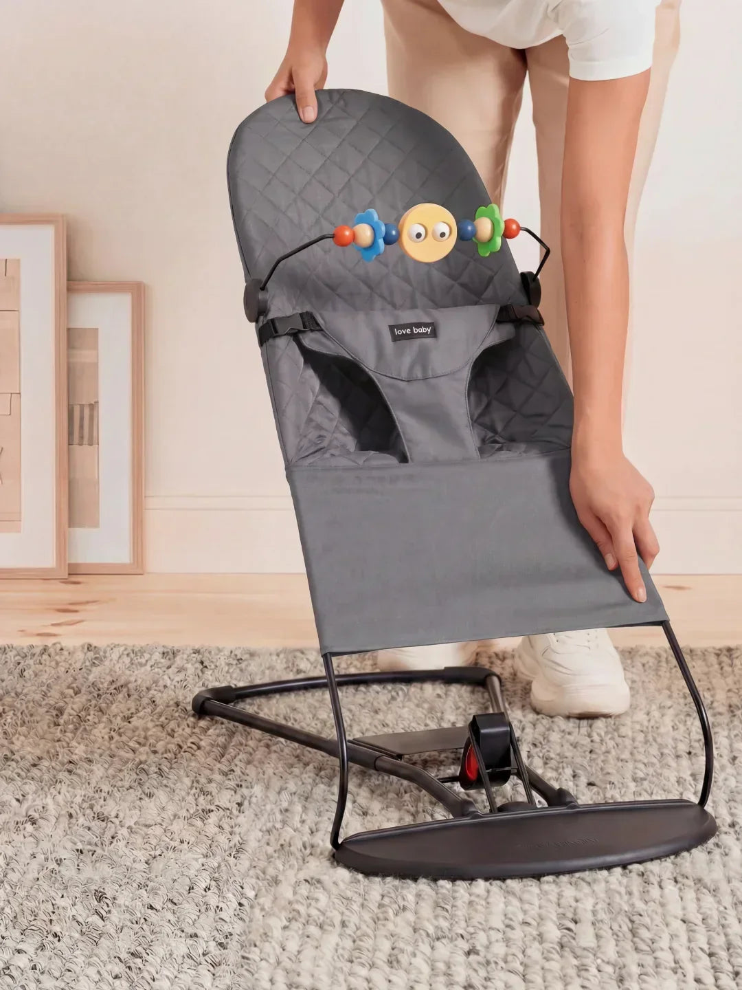 Collapsible Baby Bouncer — Ergonomic Lounger, Interactive Toy Arch