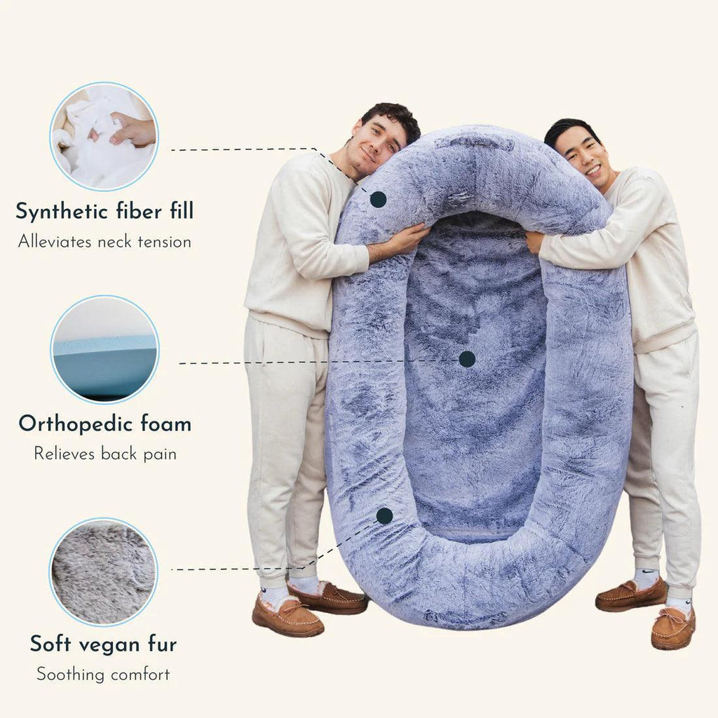 PawMingle Duo Lounge Bed — Shared Dog and Human Snuggle Bed - Desfino