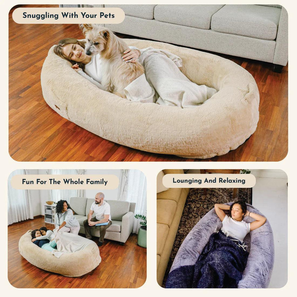 PawMingle Duo Lounge Bed — Shared Dog and Human Snuggle Bed - Desfino