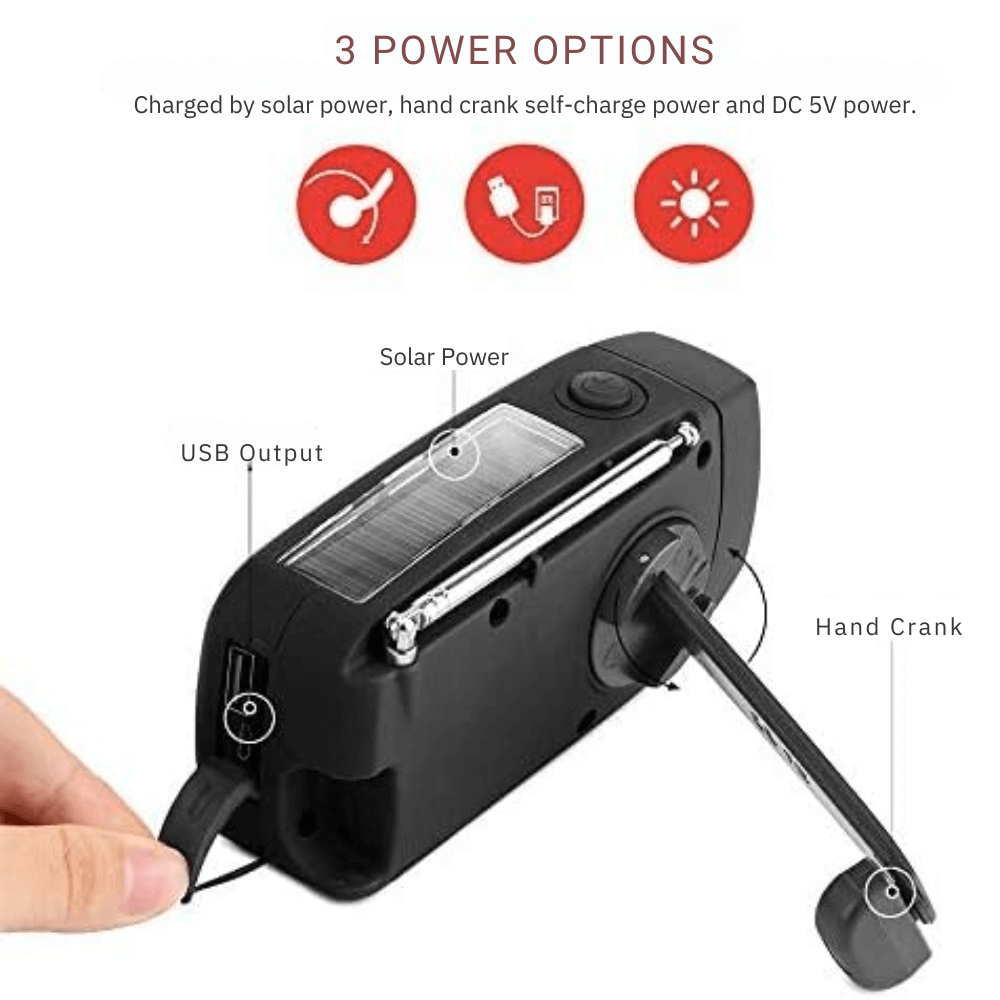 HavenLight Wind-Up Emergency Radio — AM/FM Power Bank - Desfino