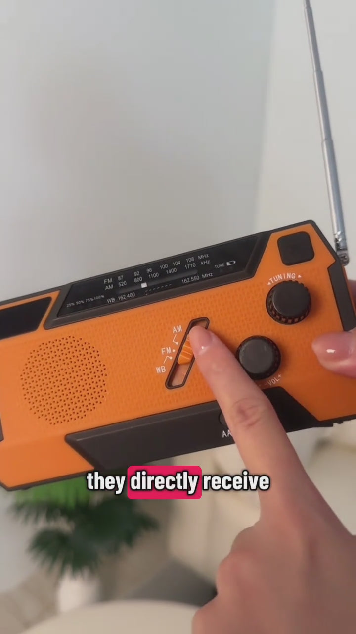 Emergency Weather Radio, 4-In-1 System — Power Bank, Flashlight, SOS Alarm