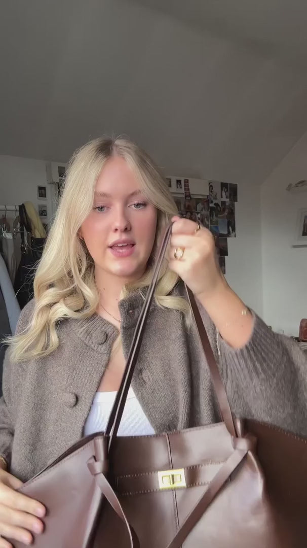 Grand sac cabas haut de gamme en similicuir végétalien — Style structuré - Desfino