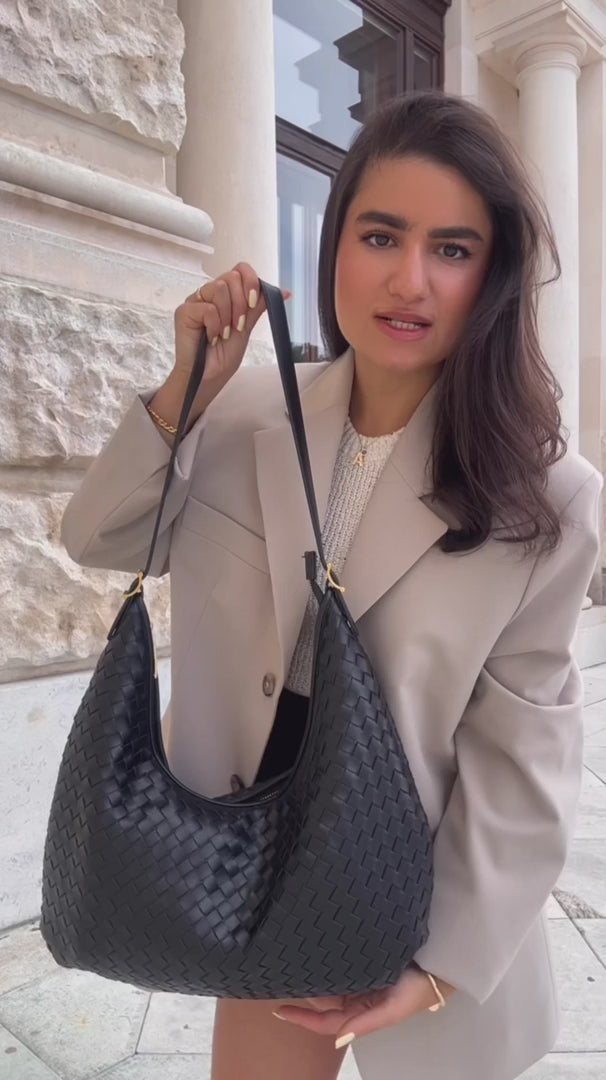 Grand sac cabas haut de gamme en similicuir végétalien — Style structuré - Desfino