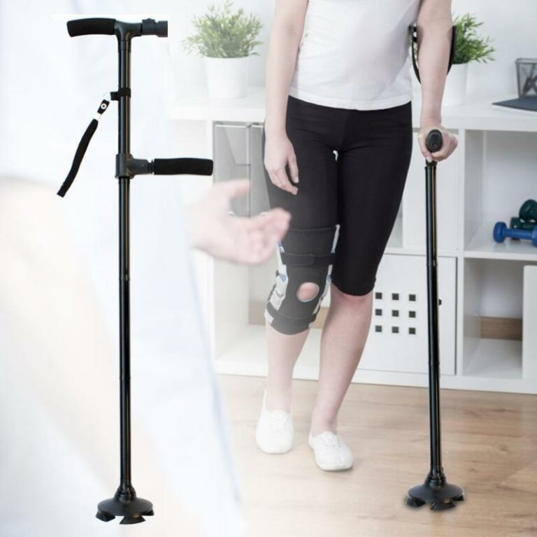 מקל הליכה מתקפל לניידות AeroAssist עם תאורת LED — מסגרת קומפקטית, תאורת בטיחות מובנית, בסיס יציב