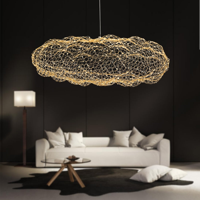 Sochařská železná lampa ve stylu art deco ve tvaru oblaku - hvězdné LED bodové světlo - Desfino