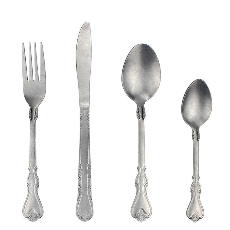 NovaLia 4-teiliges Vintage-Besteckset im europäischen Mattstil - Desfino