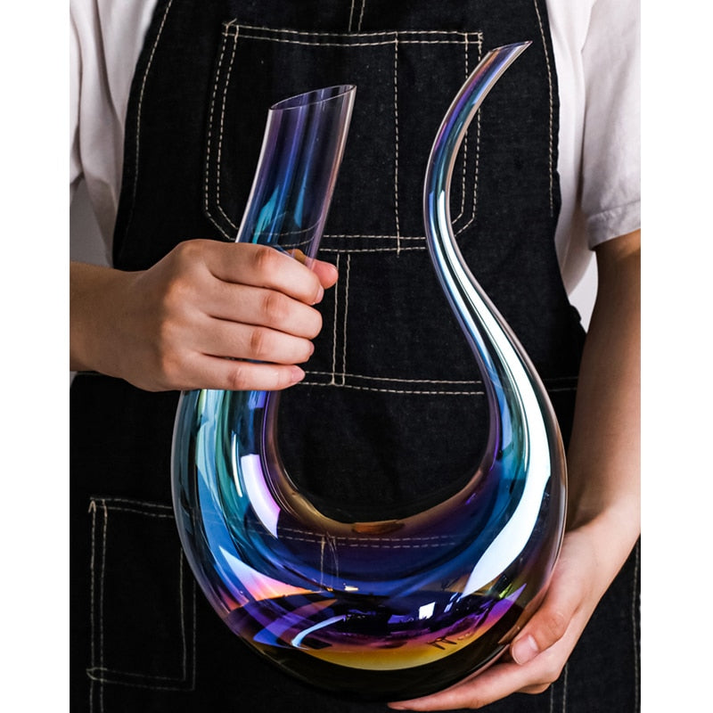 Decantador de vidro cristal LumenAura de 1,5 litros — Arejador abstrato - Desfino