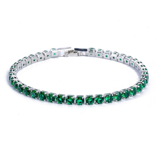 AstraLuxe Chain Tennis Bracelet — Geometric Link Pattern, Zirconia Accents