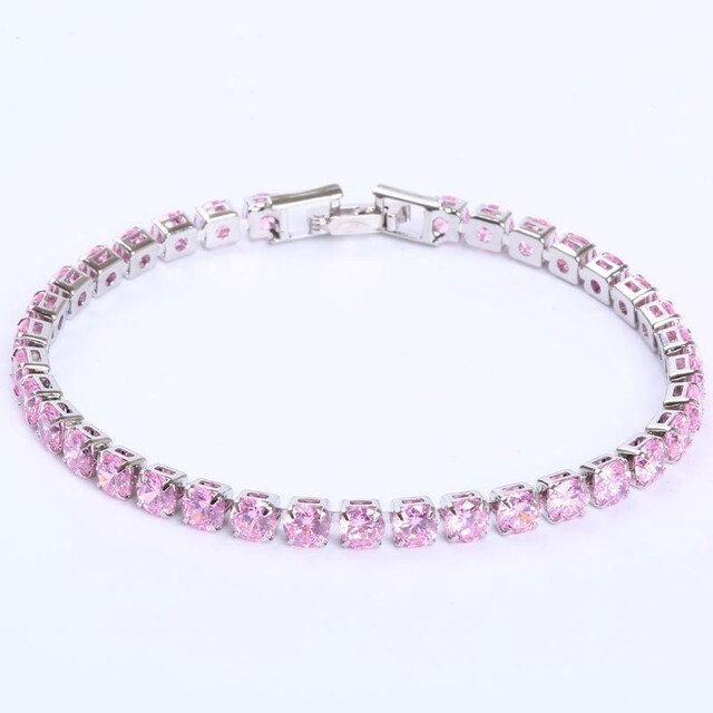 AstraLuxe Chain Tennis Bracelet — Geometric Link Pattern, Zirconia Accents
