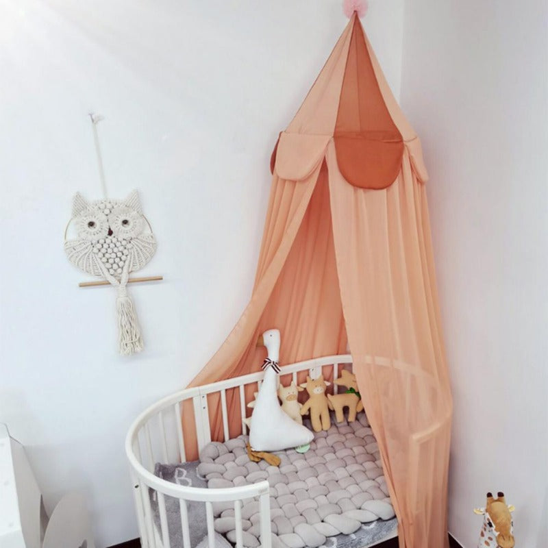 AsteriNest Zirkuszelt-Chiffon-Baldachin fürs Kinderzimmer — runde kuppelförmige Krippenabdeckung - Desfino