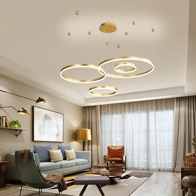 LuxeGlow moderne rund lysekrone med uendelig ring, taklampe - Desfino
