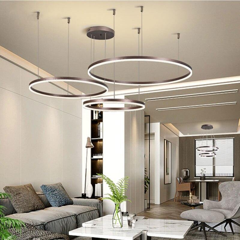 LuxeGlow moderne rund lysekrone med uendelig ring, taklampe - Desfino