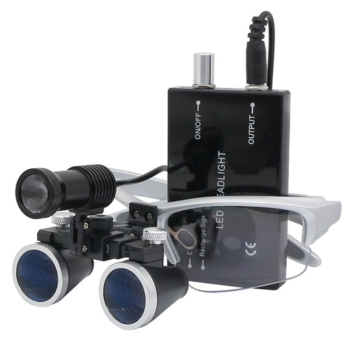 IrisPro Dental Loupes — Binocular Optics, 2.5X or 3.5X Magnification, LED Illumination