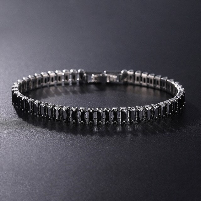 AstraLuxe Chain Tennis Bracelet — Geometric Link Pattern, Zirconia Accents