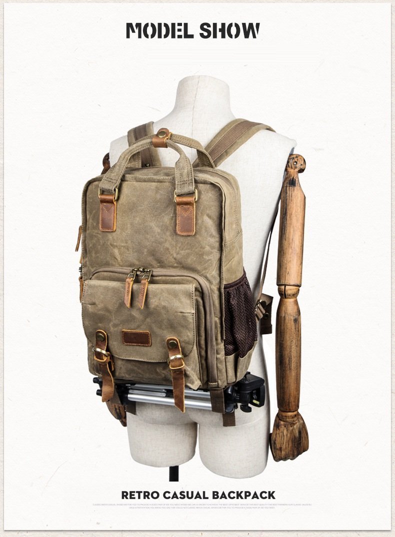RoveGuard Elite Kameratasche — wasserdichtes gewachstes Canvas, 2 Fächer - Desfino