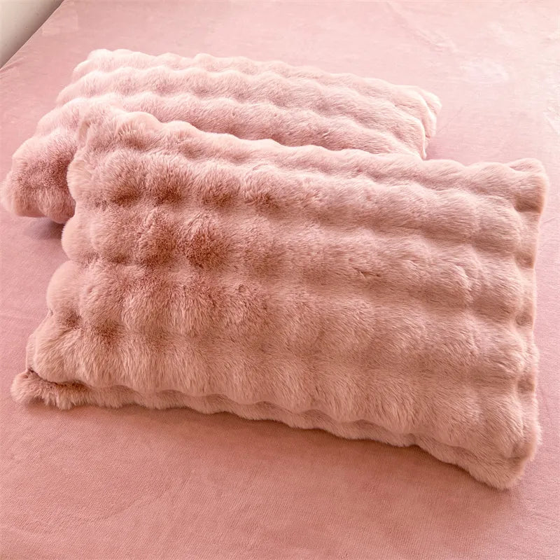 Bubble Cuddle-tæppe — ultrablødt plys af imiteret pels, mellemtung luv