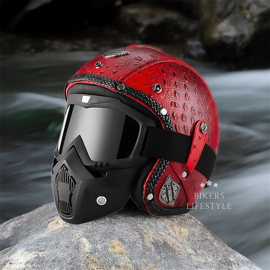 Casque de moto rétro jet 3/4 MotoJet — DOT & ECE certifié - Desfino
