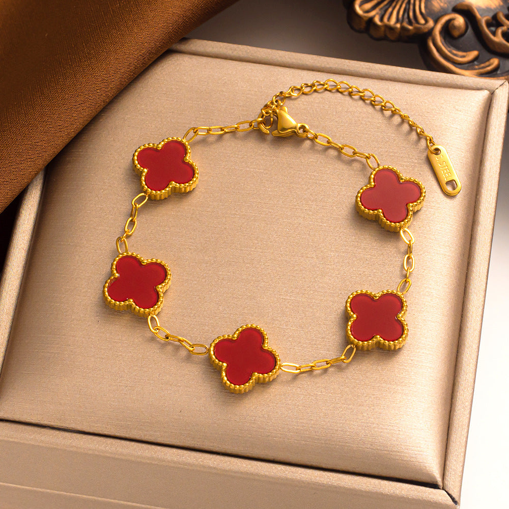 SylvaClove Clover Bracelet — Four Delicate Floral Charms - Desfino