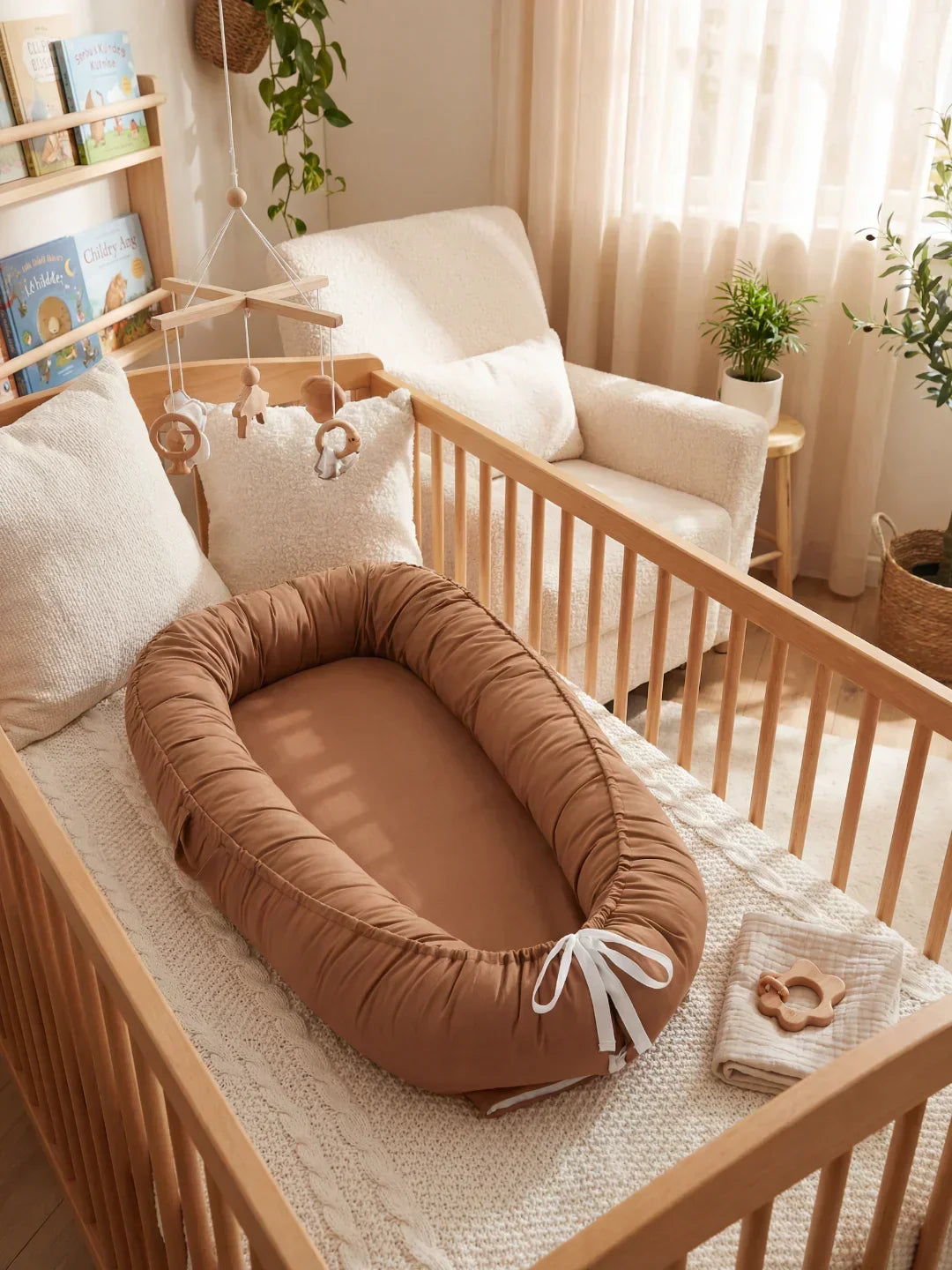 Soft Cotton Baby Sleep Nest — Cozy Contoured Design