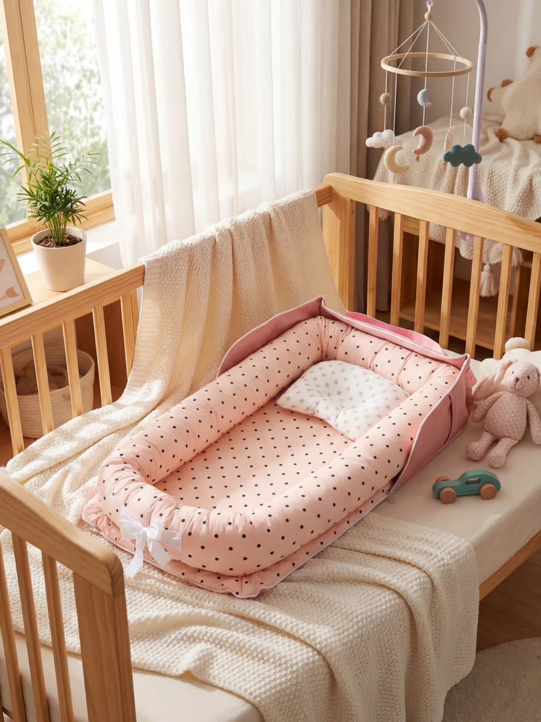 Breathable Cotton Baby Nest Lounger — Ultra-Soft Contoured Sleeping Pad