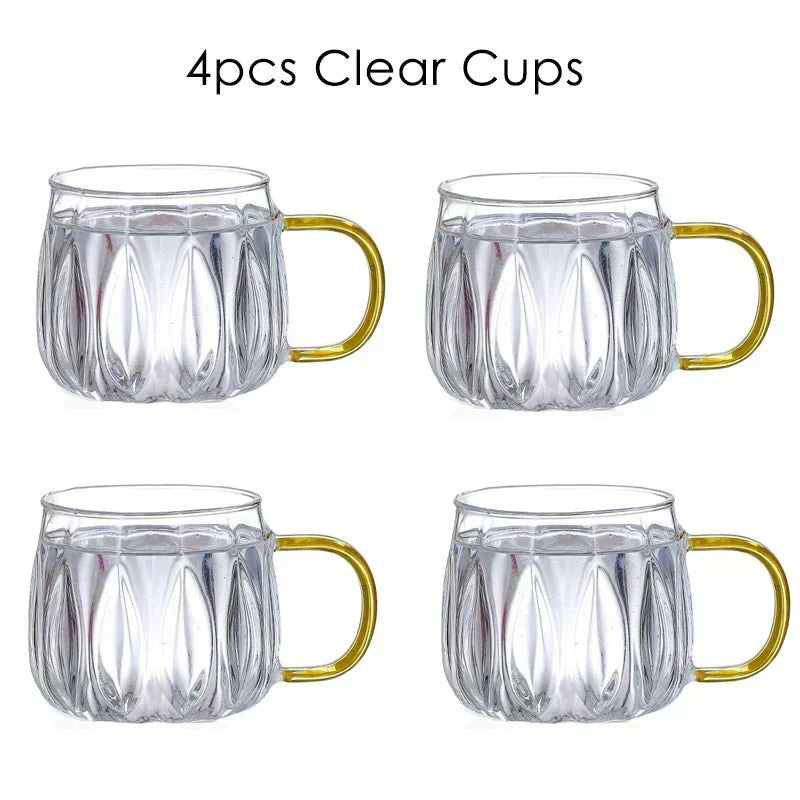 Nova Set di caraffa in vetro vintage - Coperchio, beccuccio e tazze in acciaio inossidabile - Desfino