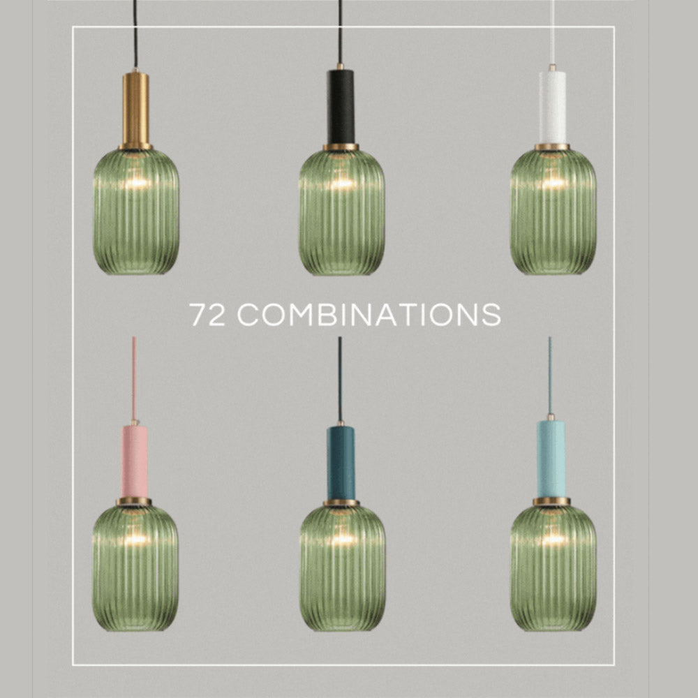 Nordisk pendellampe i rillet glass — moderne varm-hvitt lys - Desfino