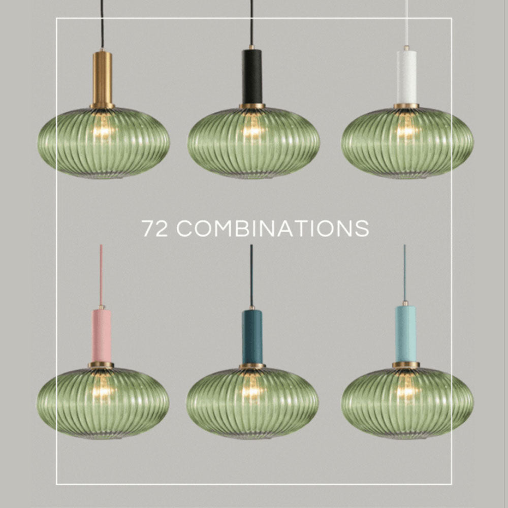 Nordisk pendellampe i rillet glass — moderne varm-hvitt lys - Desfino