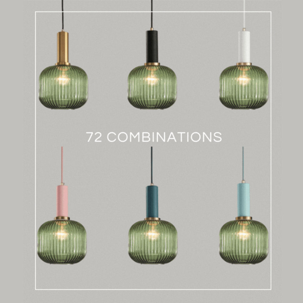 Nordisk pendellampe i rillet glass — moderne varm-hvitt lys - Desfino