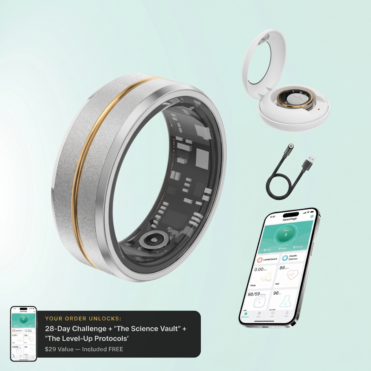 Serivena Circadia-smart ring - søvn, puls og skritt - Desfino