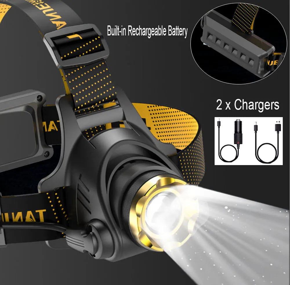 ApexVolt Pro 990000LM čelovka — dobíjecí taktické světlo Q5 LED