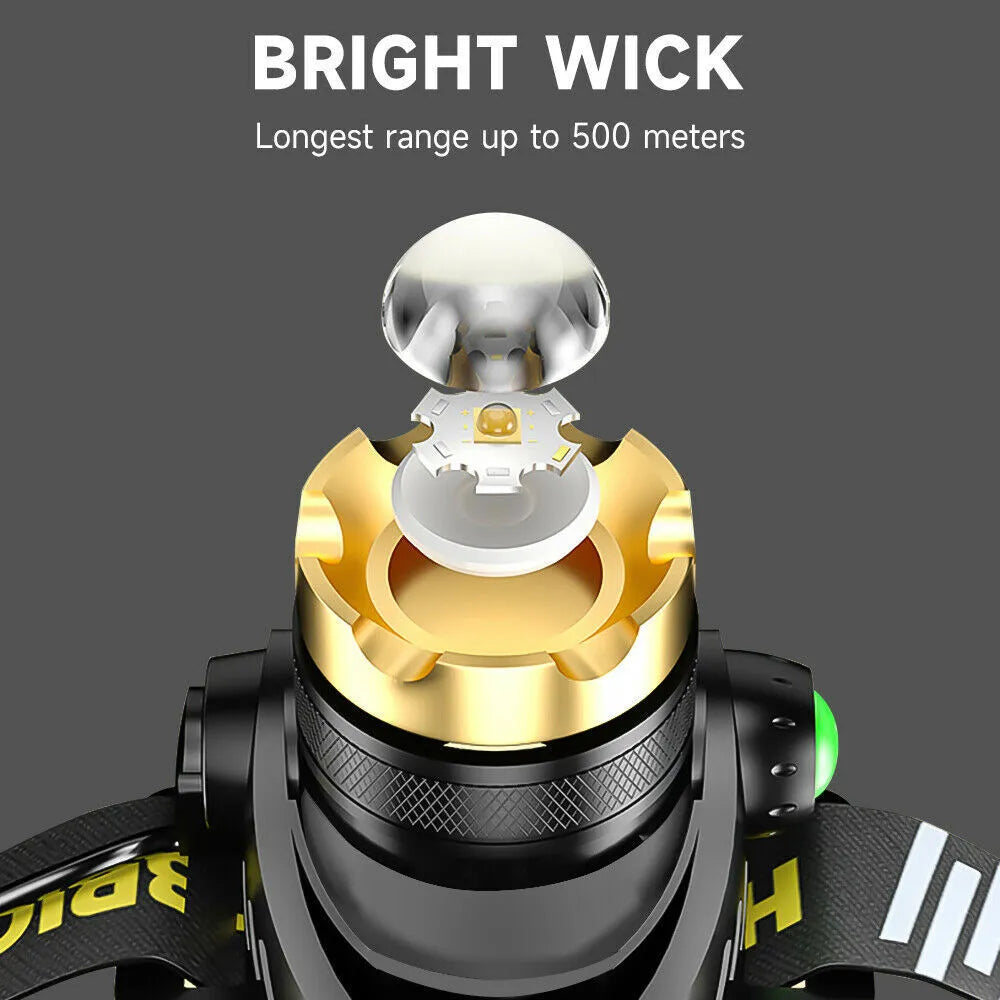 ApexVolt Pro 990000LM čelovka — dobíjecí taktické světlo Q5 LED