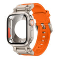 Carcasă metalică Rovelo Ultra și curea din cauciuc fluorurat pentru Apple Watch 9/8/7/6/5/4/SE - Desfino