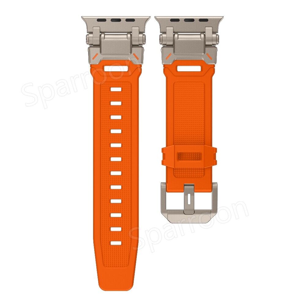 Carcasă metalică Rovelo Ultra și curea din cauciuc fluorurat pentru Apple Watch 9/8/7/6/5/4/SE - Desfino