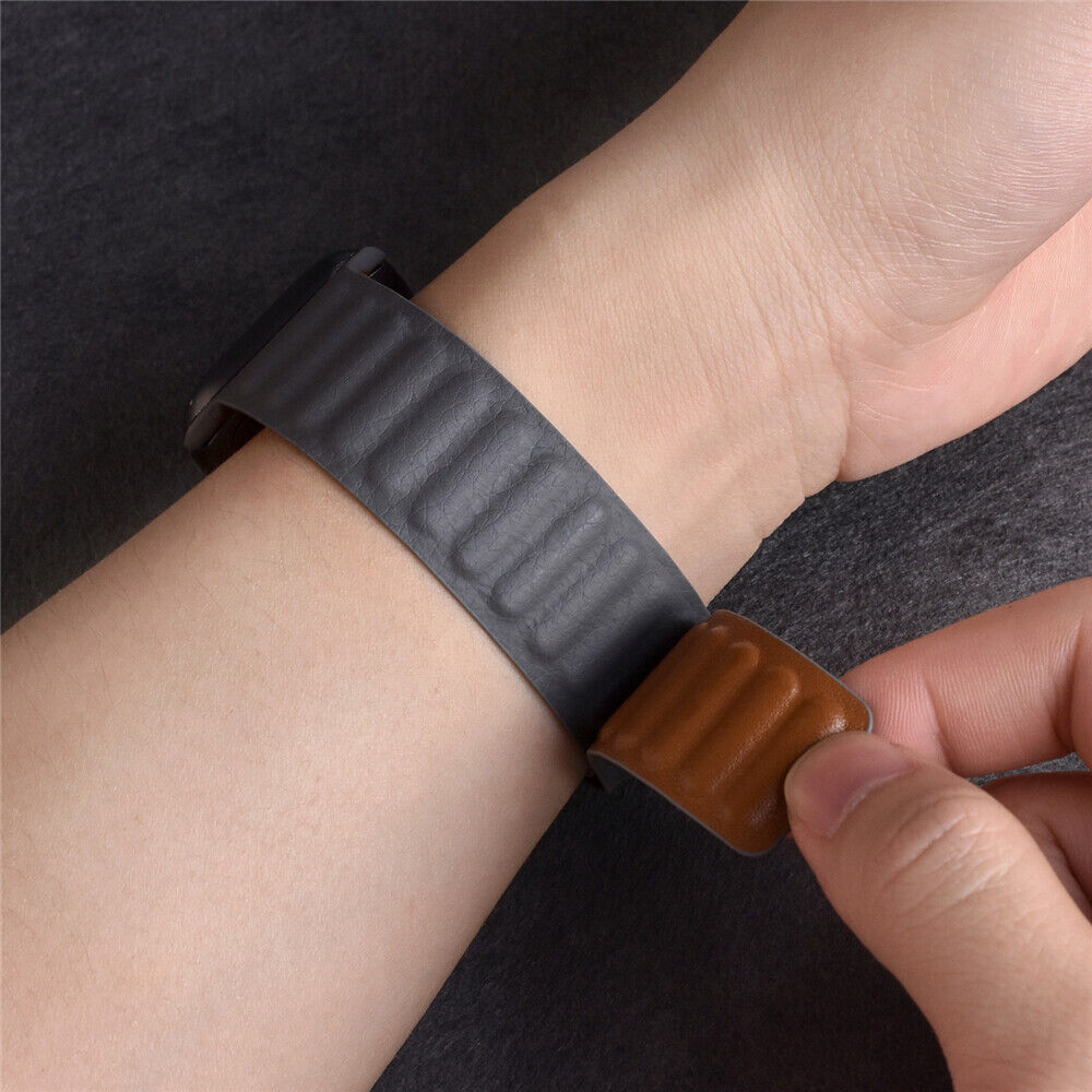 Kerrin magnetisk rem i skinn med lenkedesign: Apple Watch SE, serie 1–10 og Ultra - Desfino