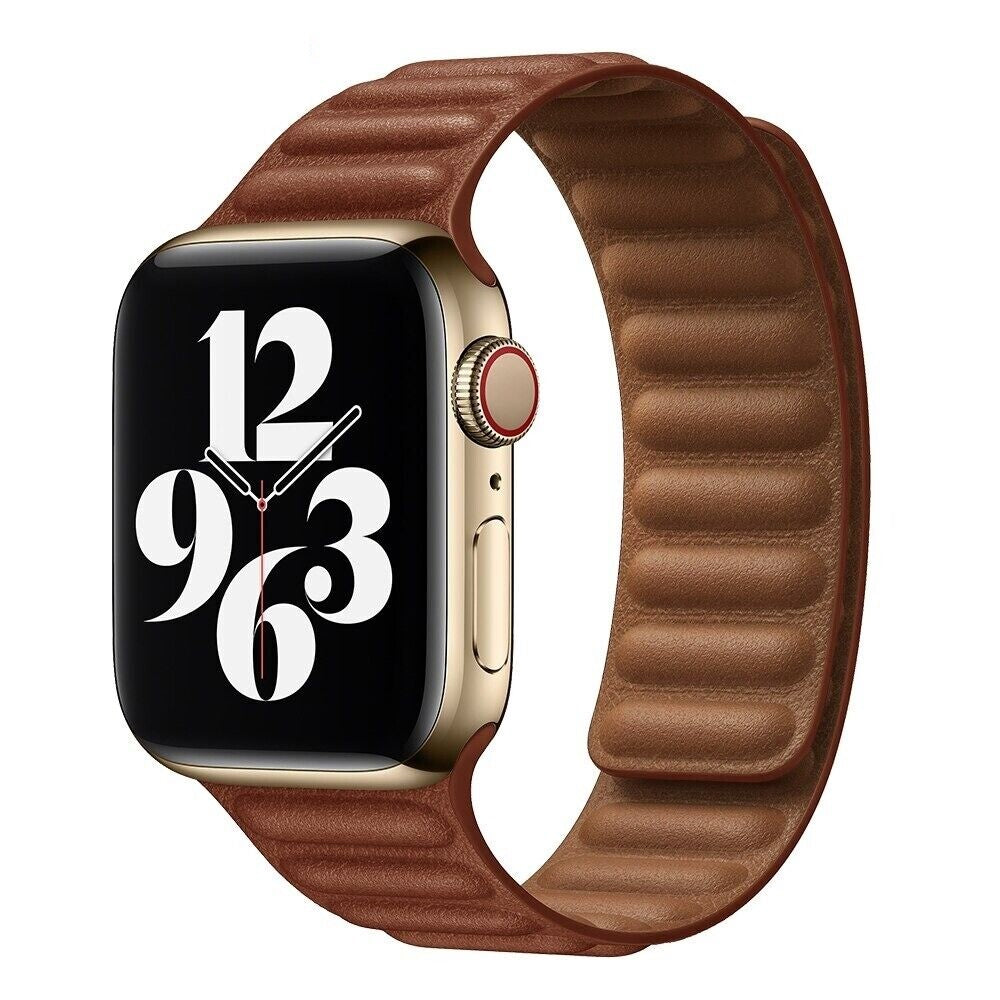 Kerrin magnetisk rem i skinn med lenkedesign: Apple Watch SE, serie 1–10 og Ultra - Desfino