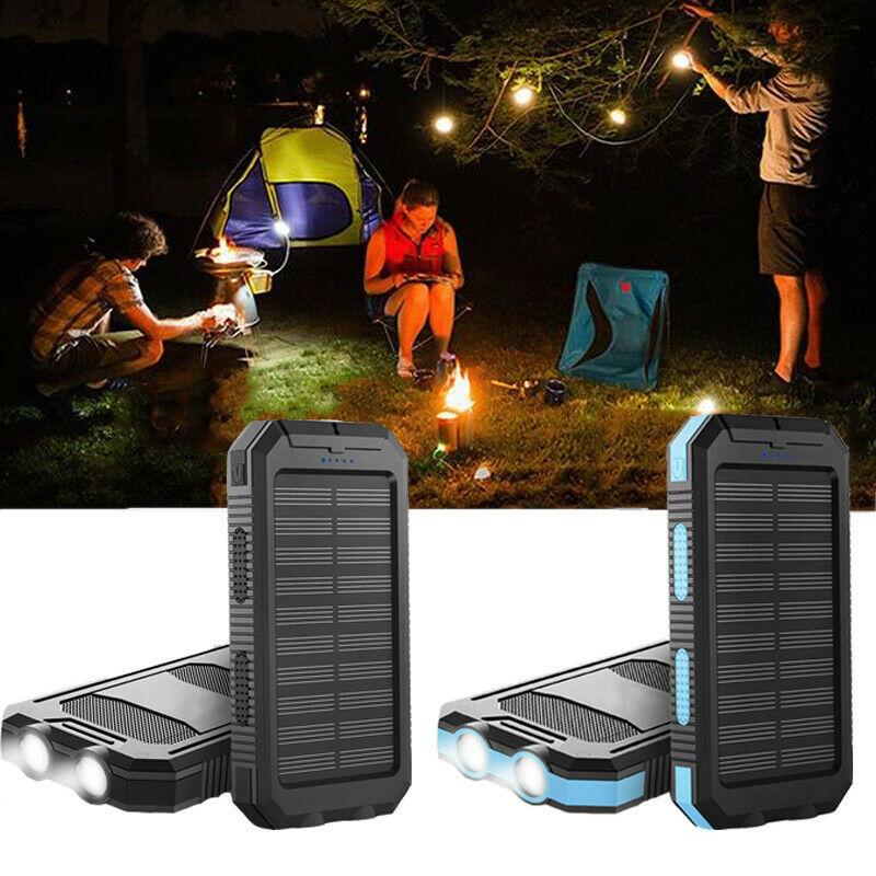SolaraGuard 500000mAh ソーラーパワーバンク - USB 2ポート、IP44、ライト内蔵 - Desfino