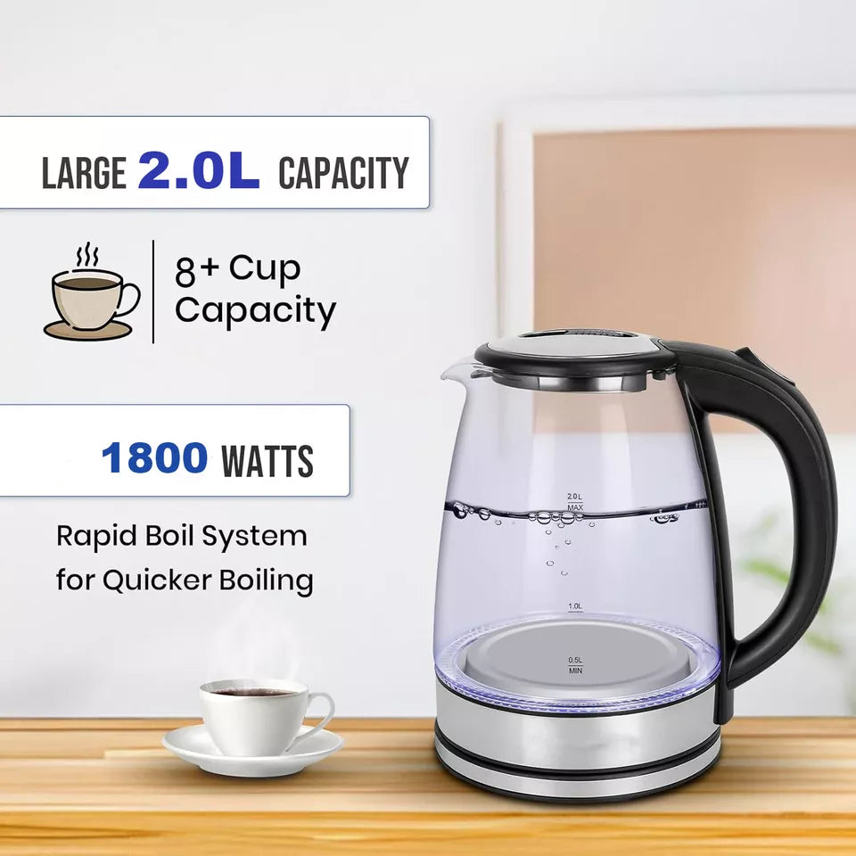 קומקום חשמלי Vellon בנפח 1.8 ליטר — 3000W להרתחה מהירה, כיבוי אוטומטי | דספינו