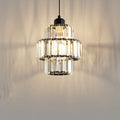 Aurelia gestreepte kristallen plafondlamp — zwart of goudkleurig snoer | Desfino