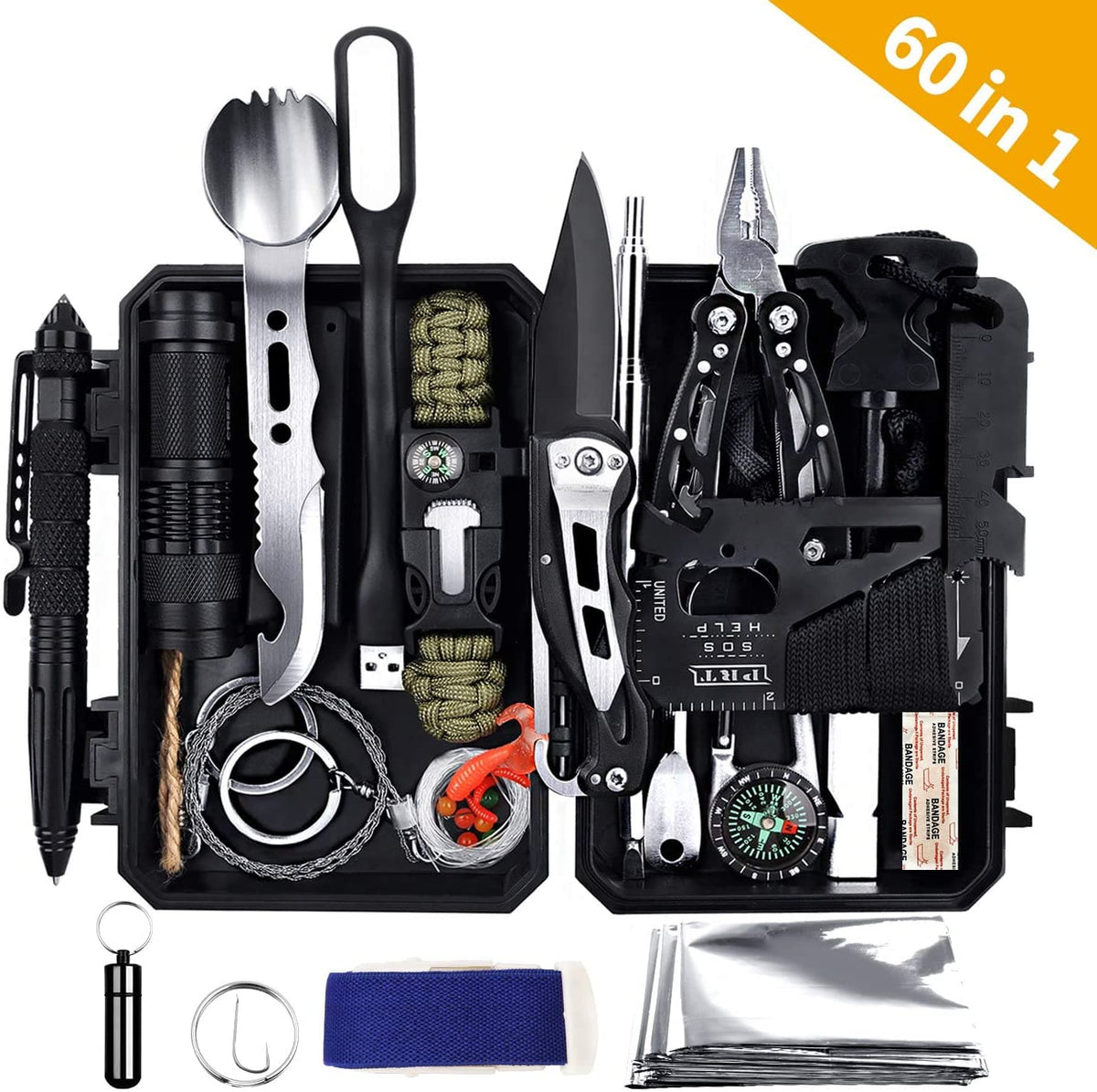 60-in-1 Emergency Survival Kit — Compact Hardcase Disaster Gear - Desfino