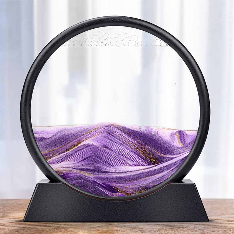 Sablier artistique 3D SylvaPure — Paysage de dunes circulaire - Desfino