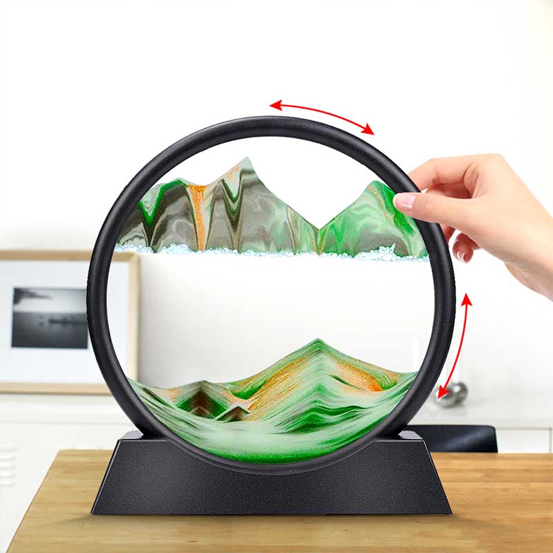 Sablier artistique 3D SylvaPure — Paysage de dunes circulaire - Desfino